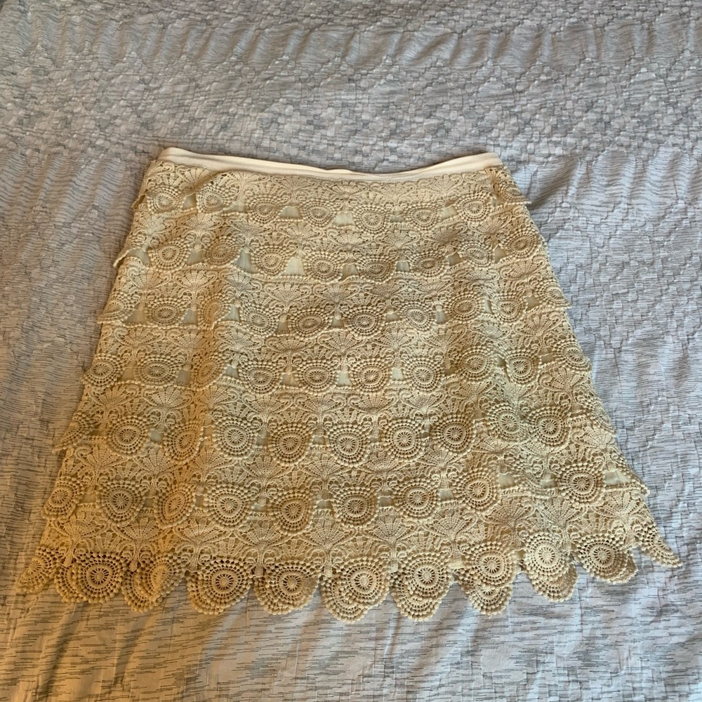Sabine Off White Tiered Lace Skirt